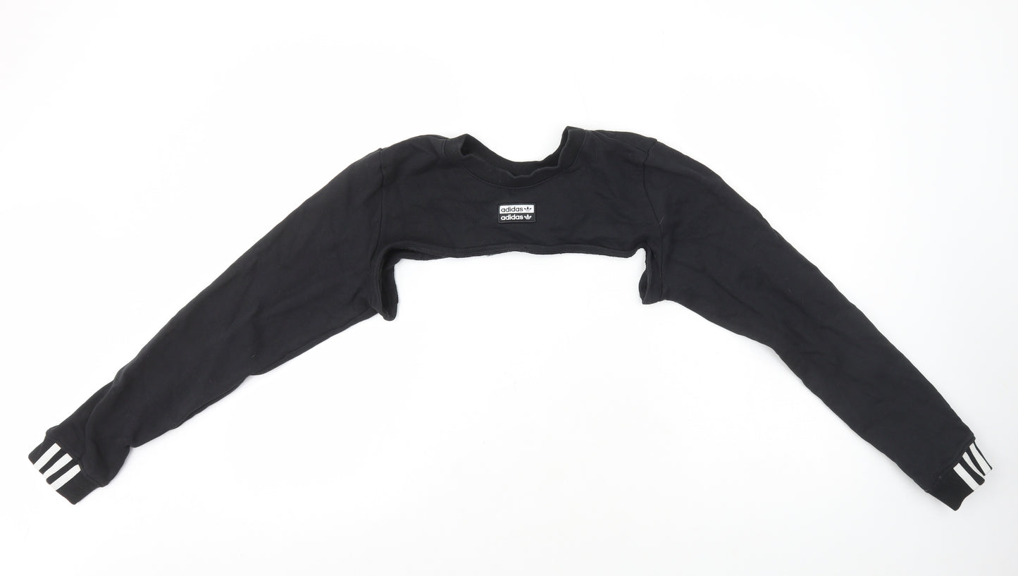 adidas Womens Black Striped Cotton Shrug Sweatshirt Size 18 Pullover - Extreme Cropped Sweatshirt