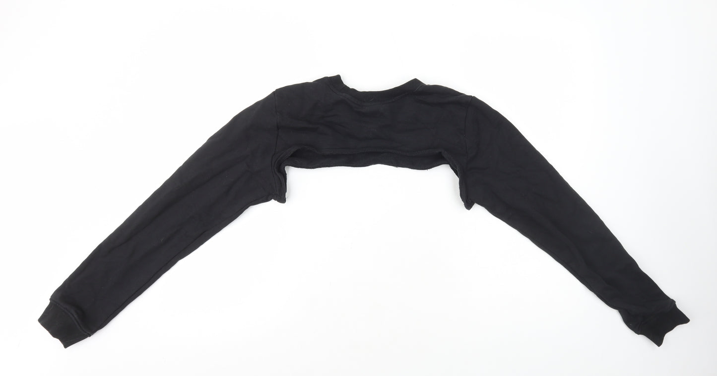 adidas Womens Black Striped Cotton Shrug Sweatshirt Size 18 Pullover - Extreme Cropped Sweatshirt