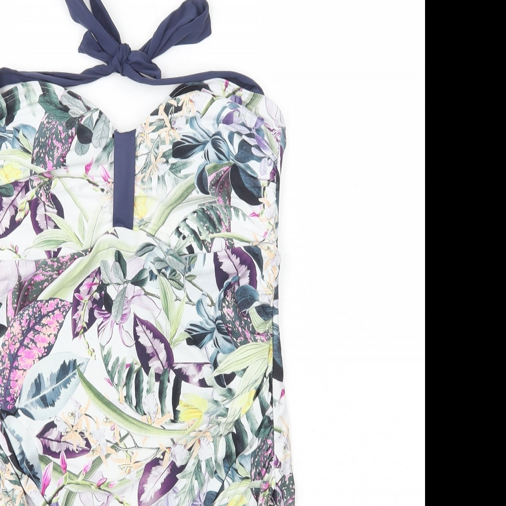 NEXT Womens Blue Floral Polyamide One Piece Size 14