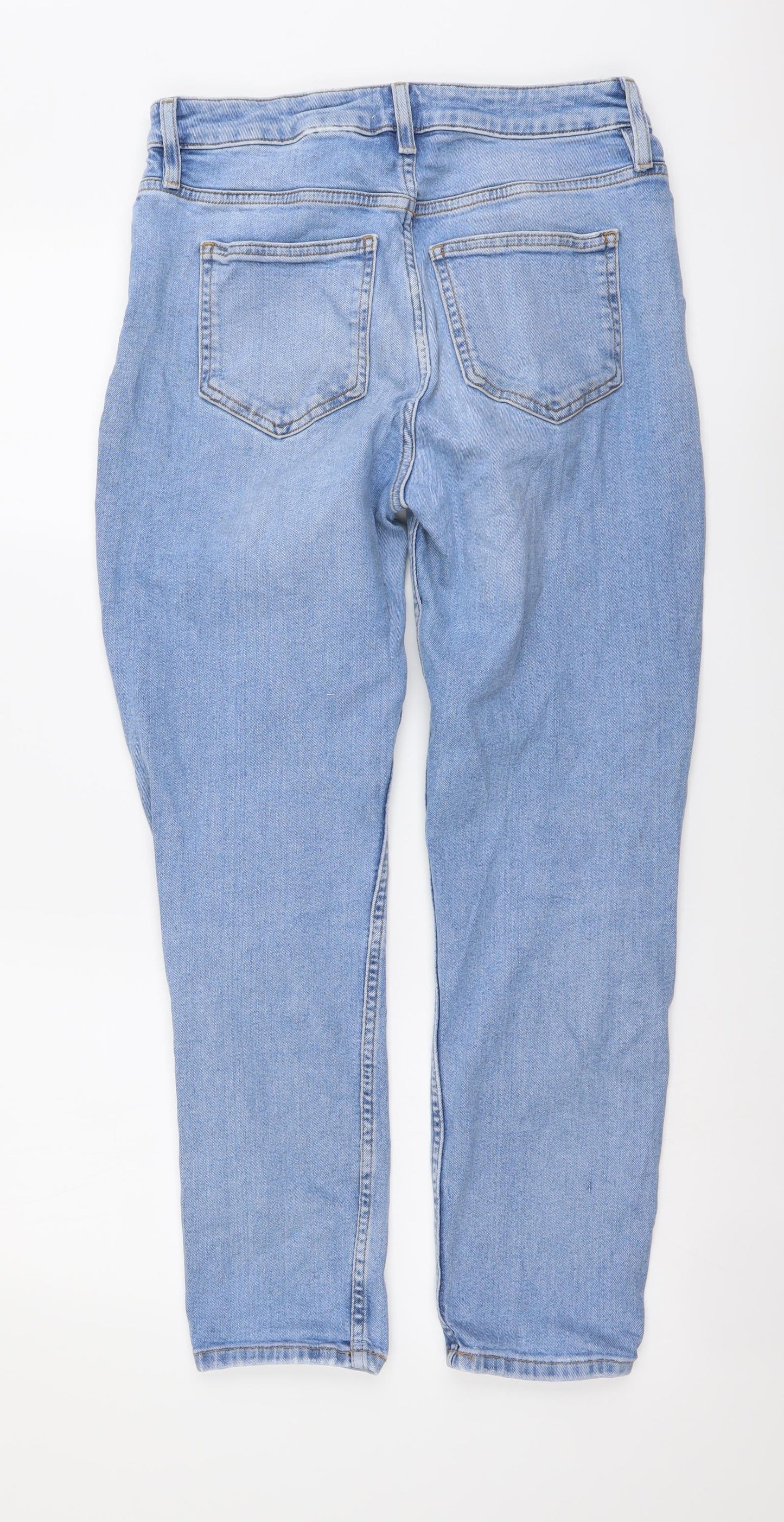 F&F Womens Blue Cotton Tapered Jeans Size 10 L27 in Regular Button