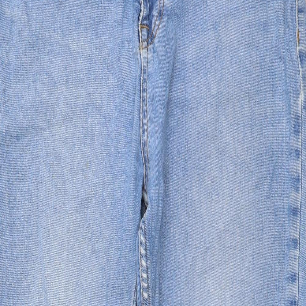 F&F Womens Blue Cotton Tapered Jeans Size 10 L27 in Regular Button