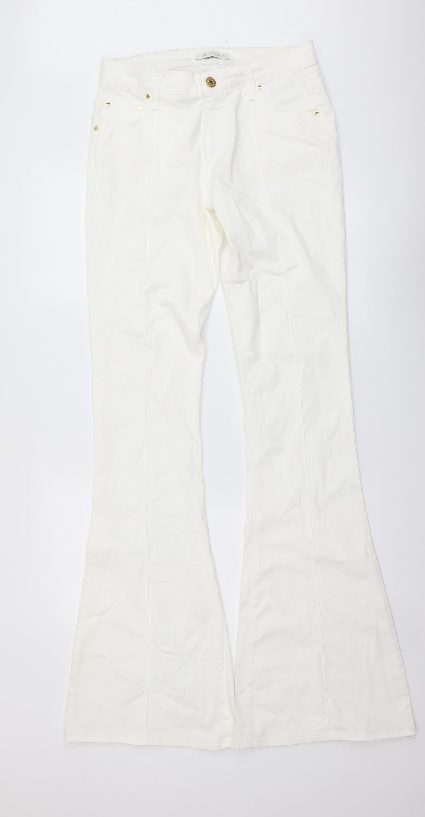 Pierre Balmain Womens White Cotton Bootcut Jeans Size 29 in L37 in Regular Button