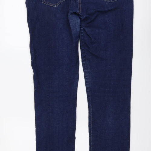 M&Co Womens Blue Cotton Straight Jeans Size 14 L32 in Regular Button