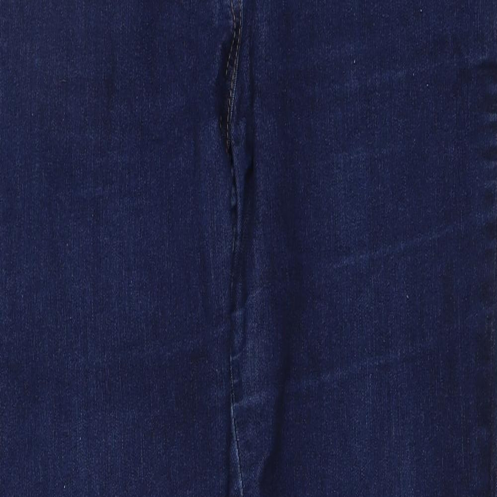 M&Co Womens Blue Cotton Straight Jeans Size 14 L32 in Regular Button