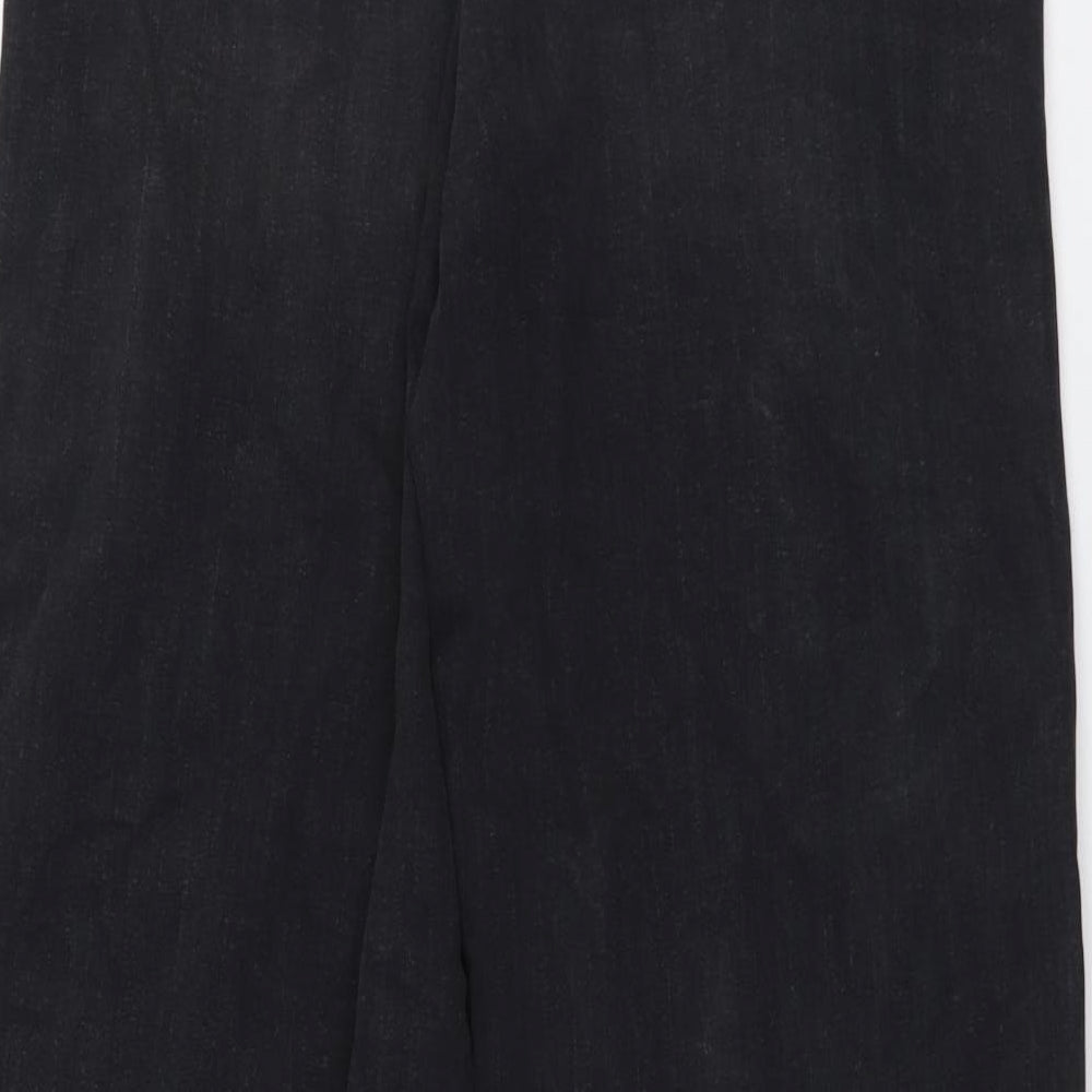 Autograph Womens Grey Cotton Wide-Leg Jeans Size 14 L32 in Regular Button