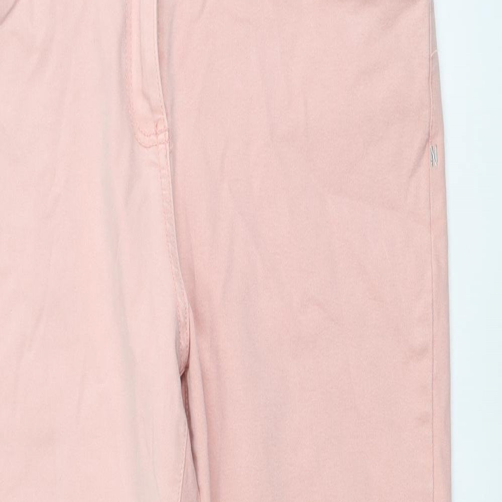 NEXT Womens Pink Cotton Cropped Jeans Size 14 L25 in Regular Button