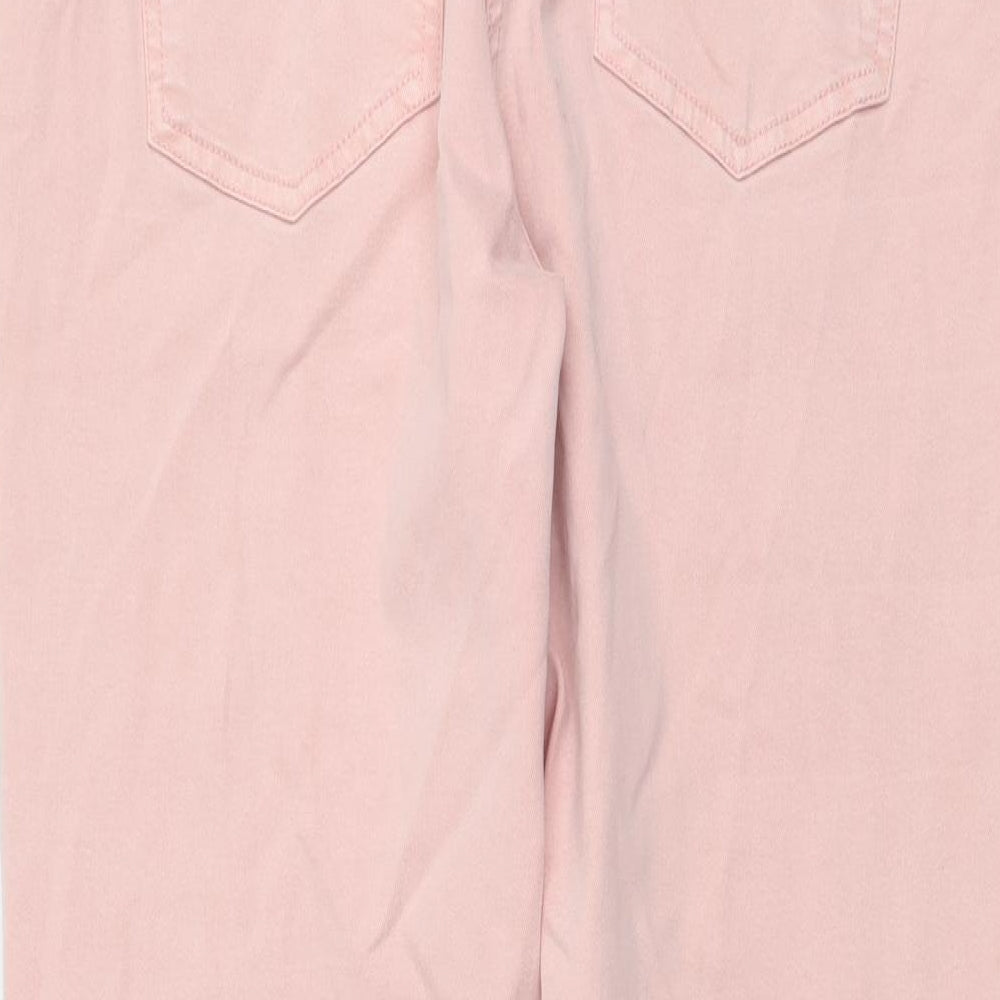 NEXT Womens Pink Cotton Cropped Jeans Size 14 L25 in Regular Button