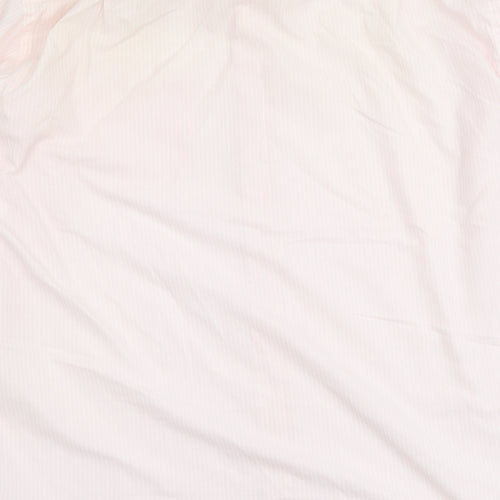 Marks and Spencer Mens Pink Striped Polyester Button-Up Size 16 Collared Button