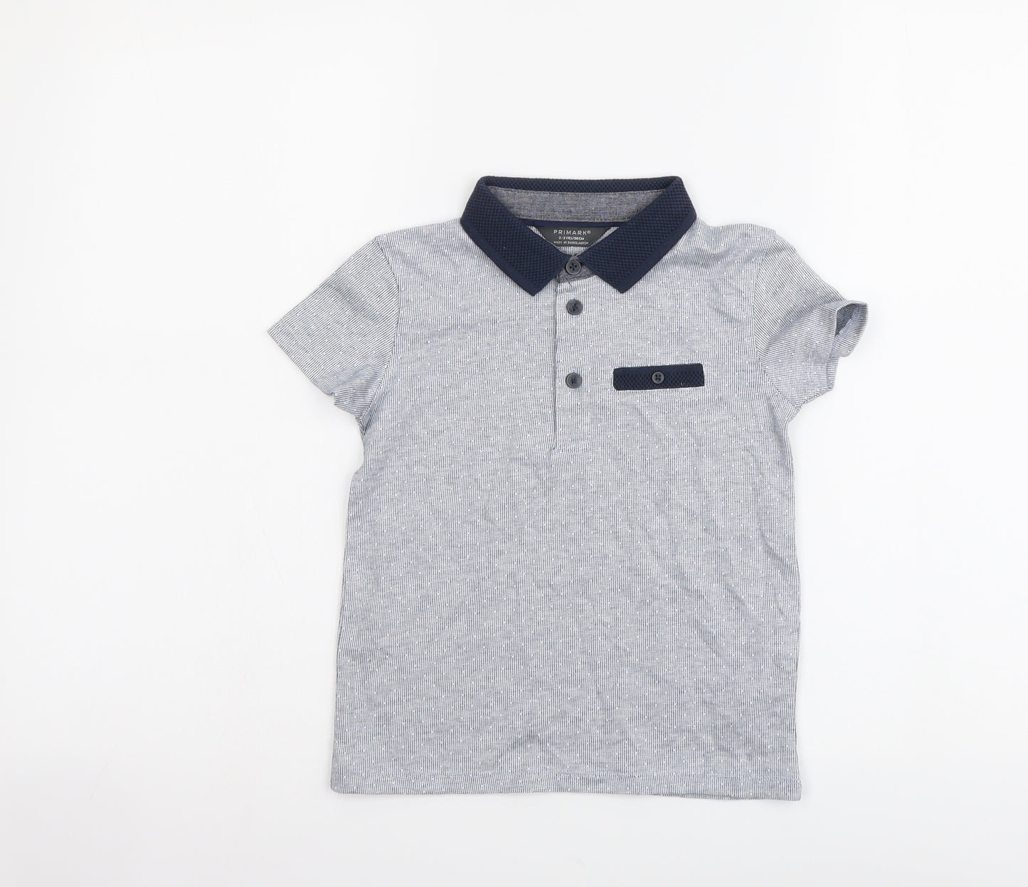 Primark Boys Blue Cotton Basic Polo Size 2-3 Years Collared Pullover