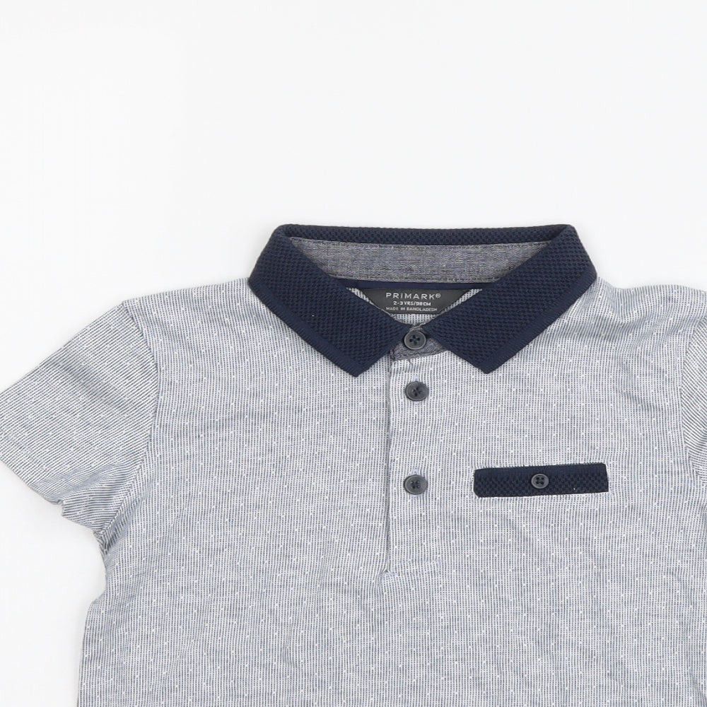 Primark Boys Blue Cotton Basic Polo Size 2-3 Years Collared Pullover