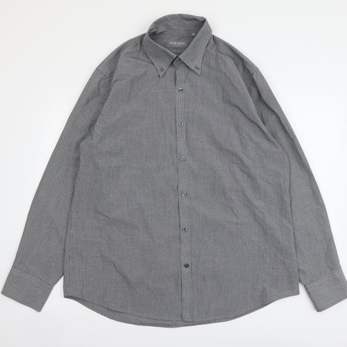 Jack Reid Mens Grey Polyester Button-Up Size 16.5 Collared Button
