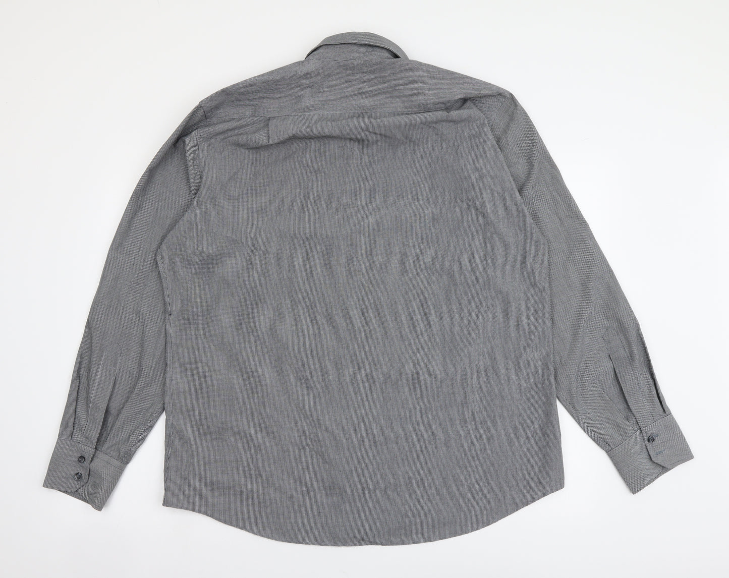 Jack Reid Mens Grey Polyester Button-Up Size 16.5 Collared Button