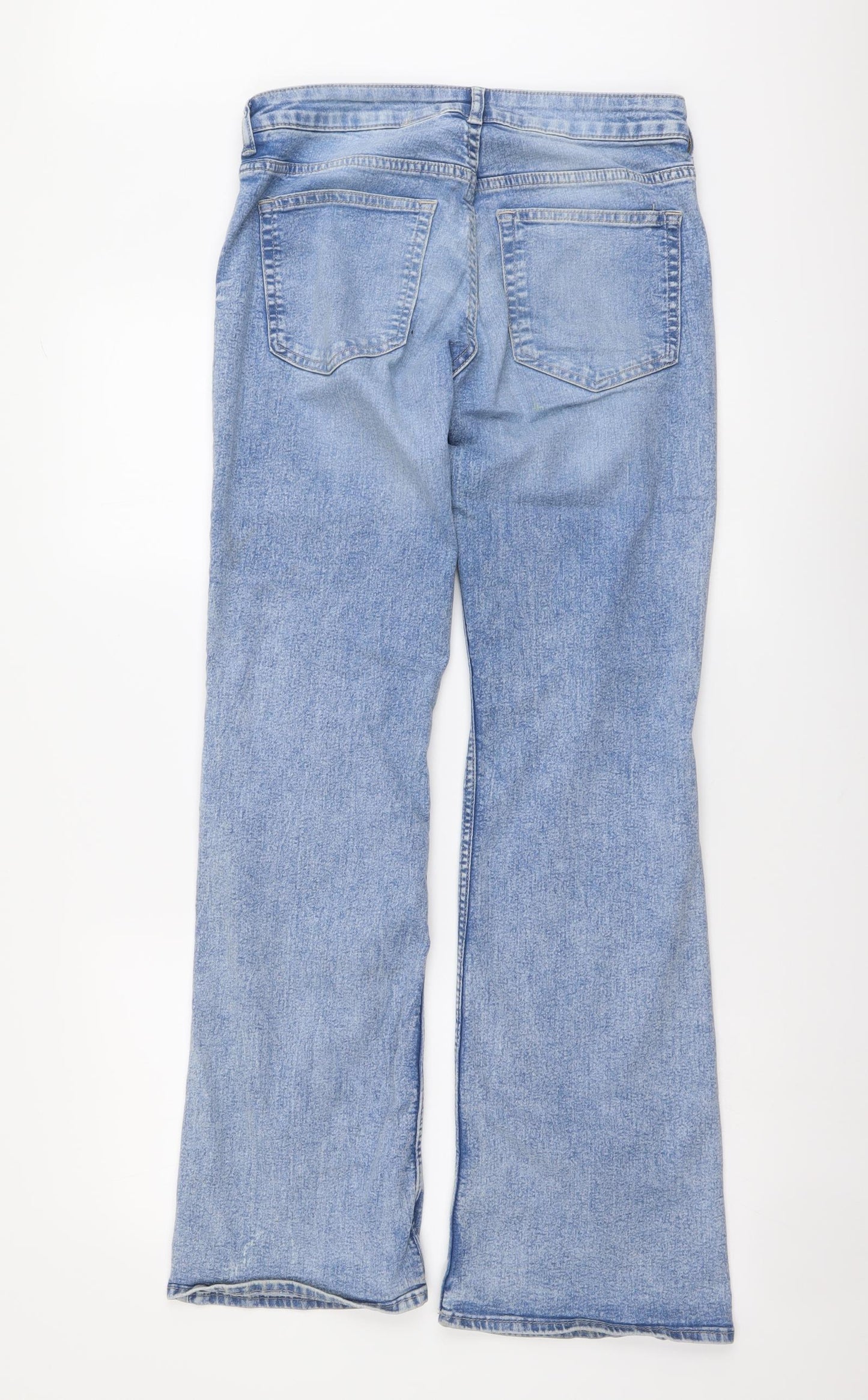 H&M Womens Blue Cotton Bootcut Jeans Size M L31 in Regular Button