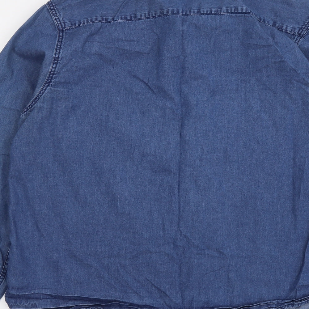 Cedar Wood State Mens Blue Cotton Button-Up Size L Collared Button