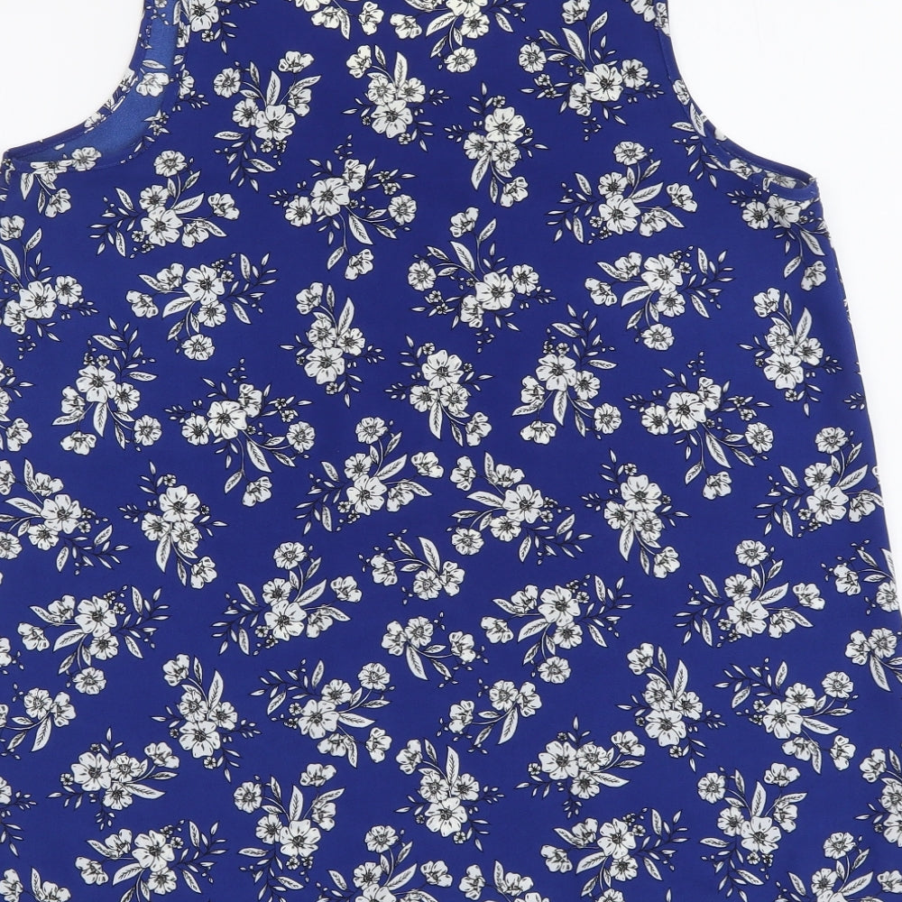 Atmosphere Womens Blue Floral Polyester Basic Tank Size 10 Scoop Neck