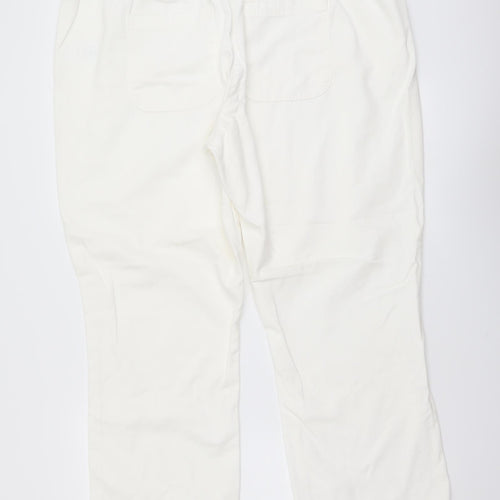 Cotton Traders Womens White Cotton Sweatpants Trousers Size 18 L27 in Regular Drawstring