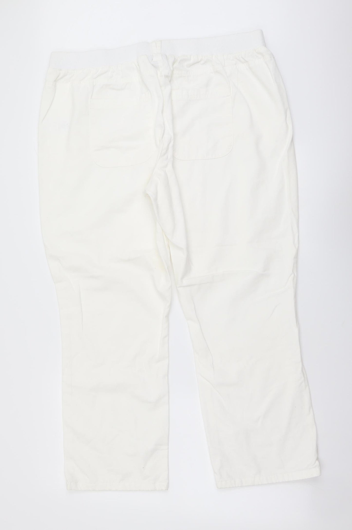 Cotton Traders Womens White Cotton Sweatpants Trousers Size 18 L27 in Regular Drawstring