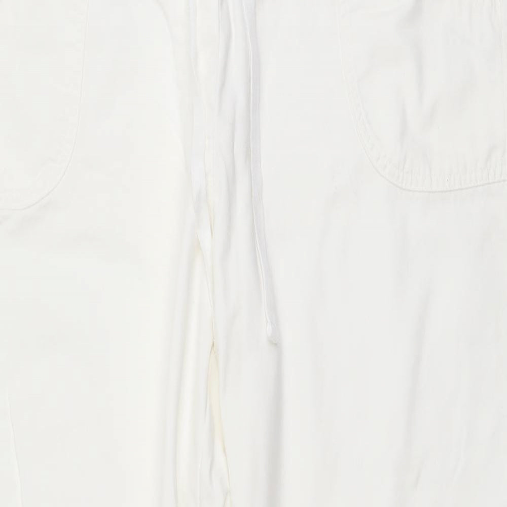 Cotton Traders Womens White Cotton Sweatpants Trousers Size 18 L27 in Regular Drawstring