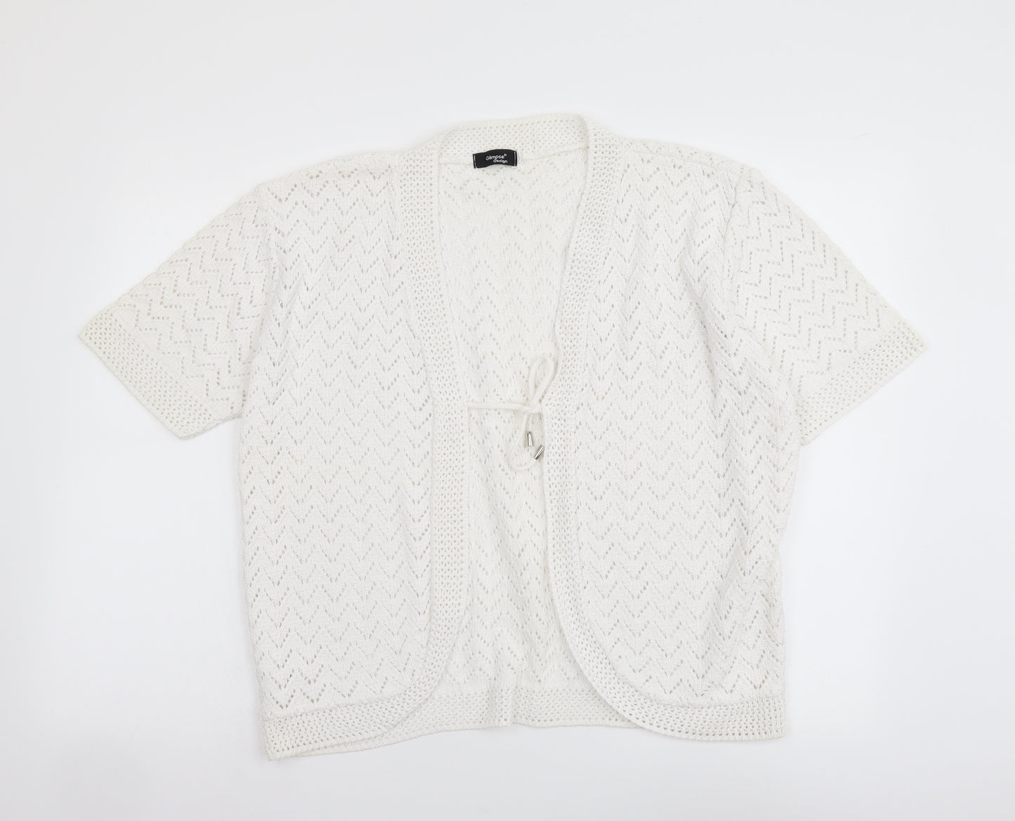 Glimpse Design Womens White V-Neck Cotton Shrug Jumper Size M