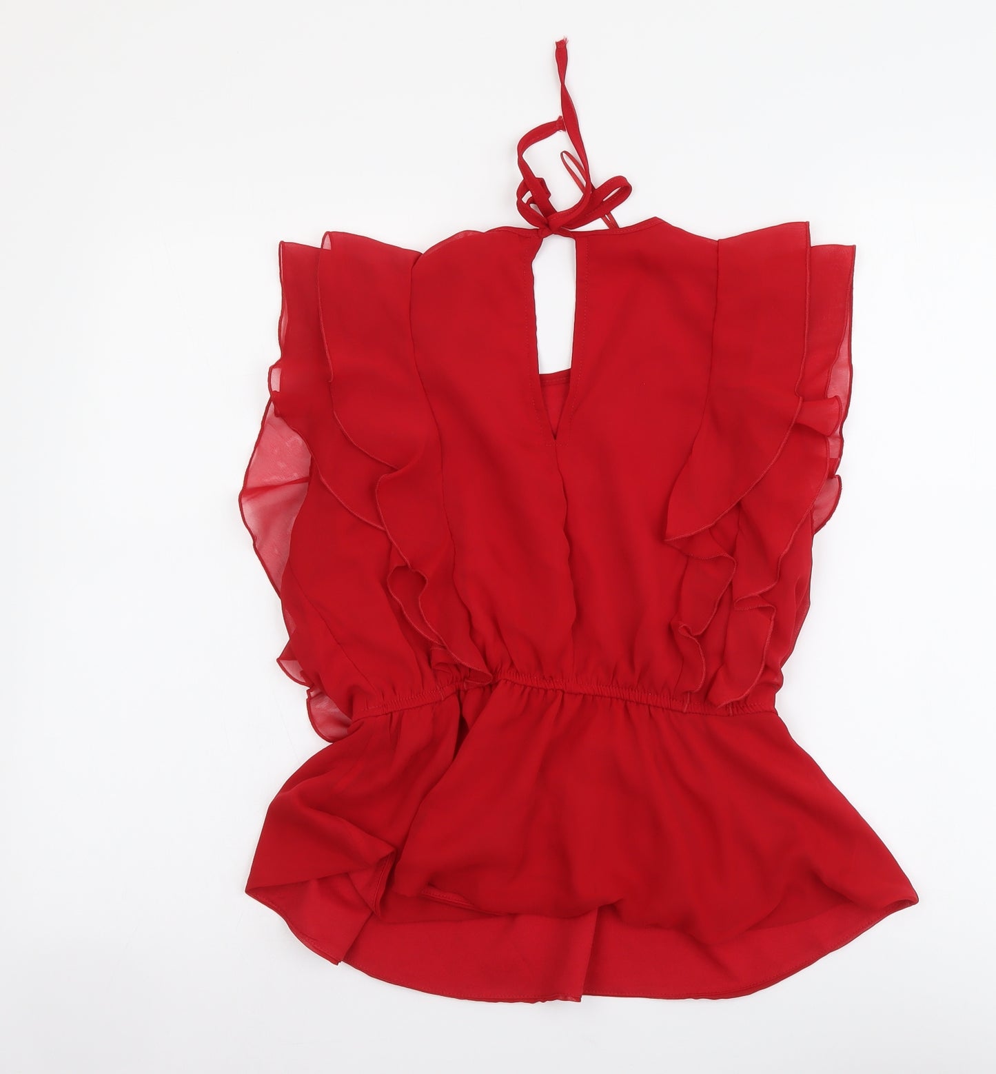 Selected Womens Red Polyester Basic Blouse Size 10 Round Neck