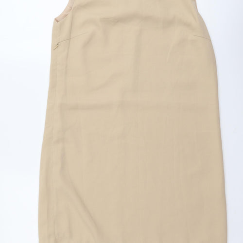 Millows Womens Beige Polyester Tank Dress Size 10 Round Neck Pullover