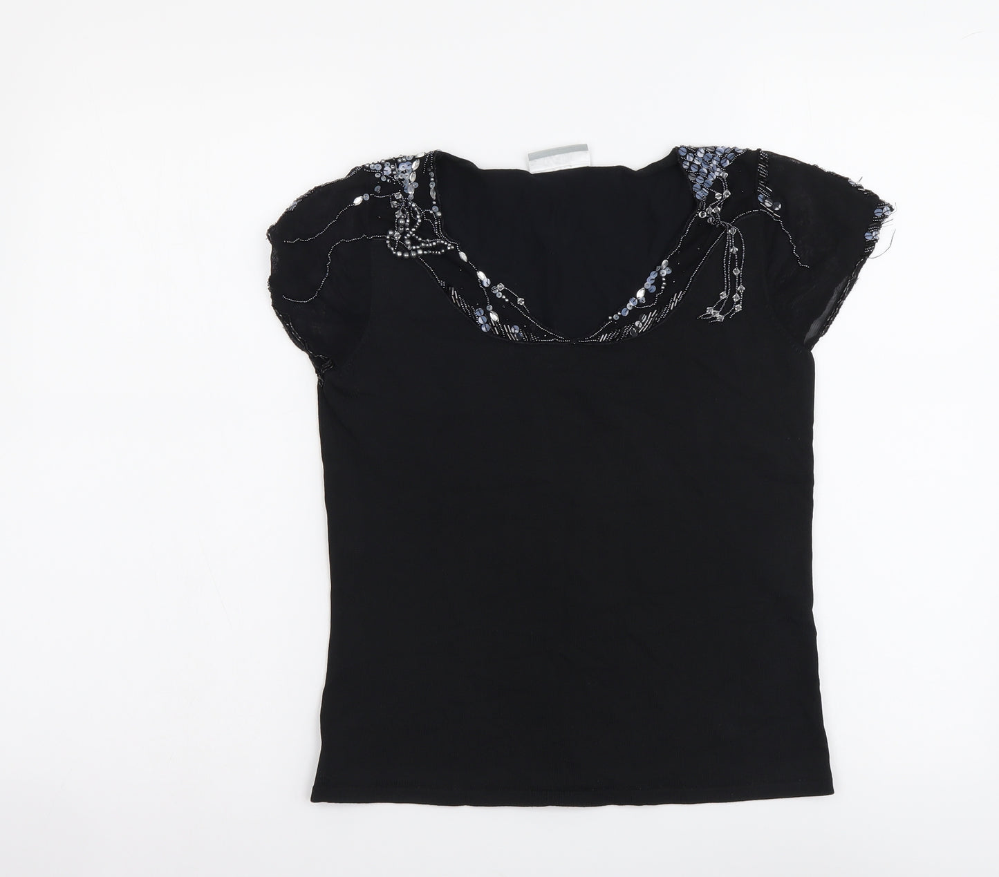 Wallis Womens Black Polyester Basic T-Shirt Size 10 V-Neck