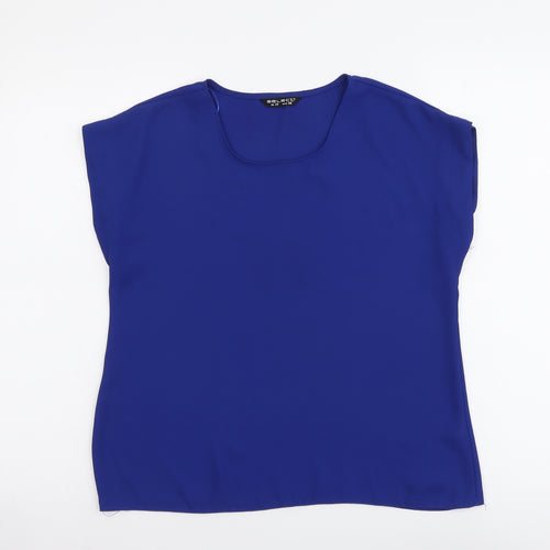 Selected Womens Blue Polyester Basic T-Shirt Size 10 Round Neck