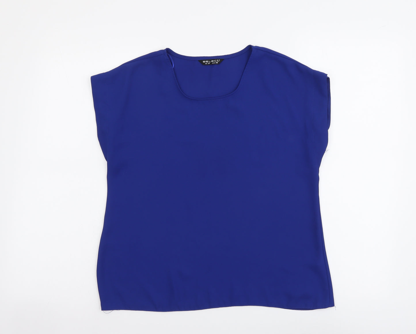 Selected Womens Blue Polyester Basic T-Shirt Size 10 Round Neck