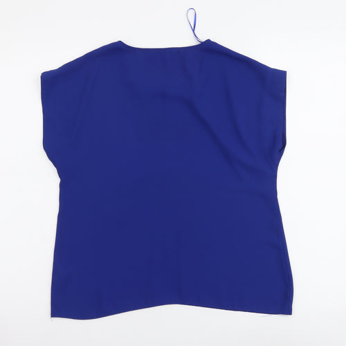 Selected Womens Blue Polyester Basic T-Shirt Size 10 Round Neck