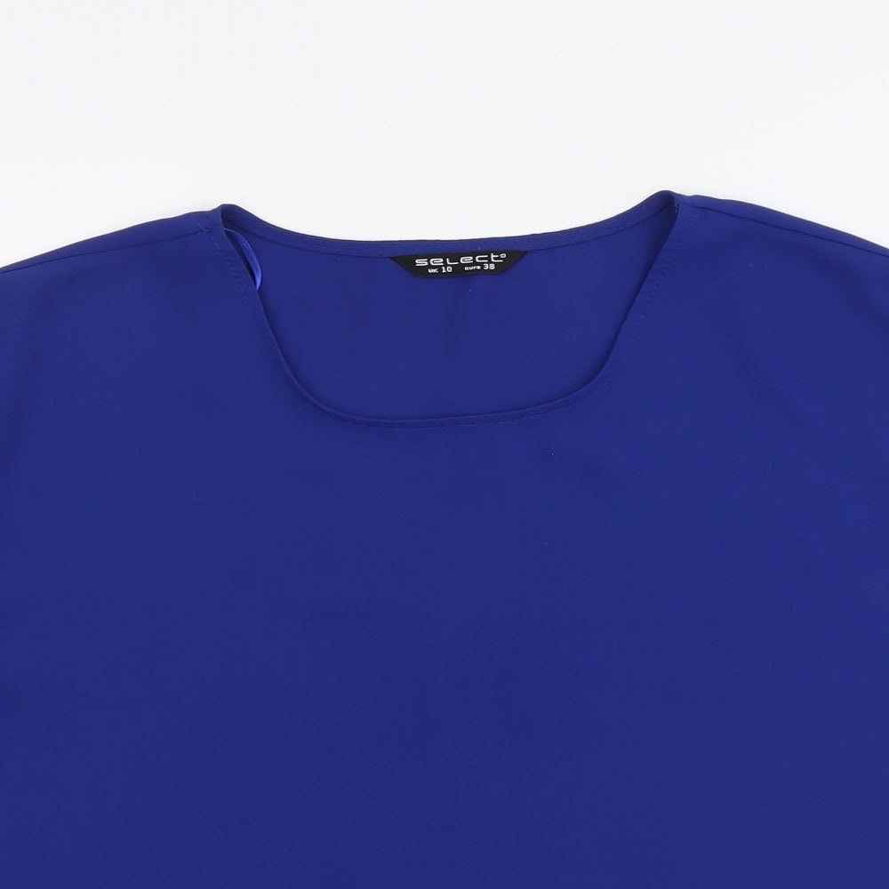 Selected Womens Blue Polyester Basic T-Shirt Size 10 Round Neck