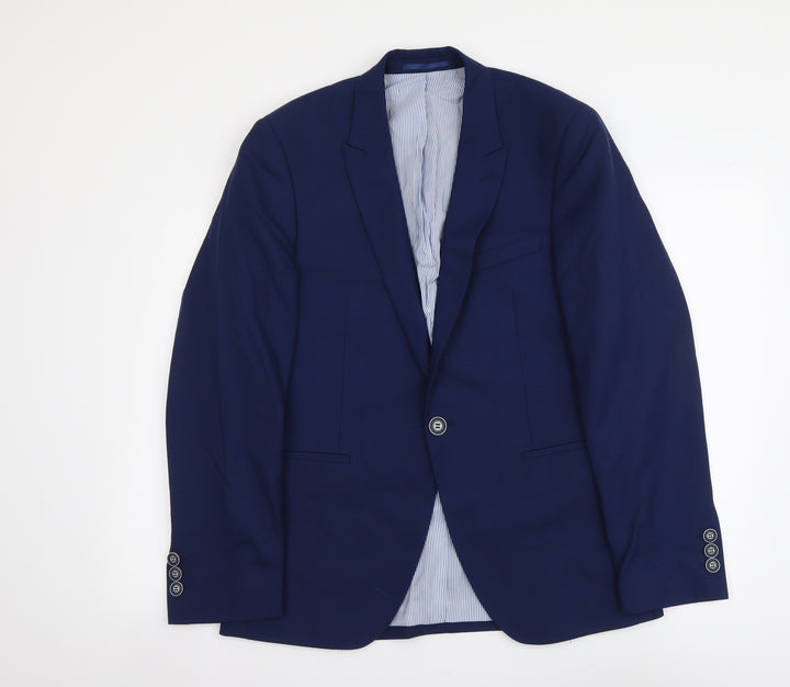 Remus Umo Mens Blue Wool Jacket Suit Jacket Size M