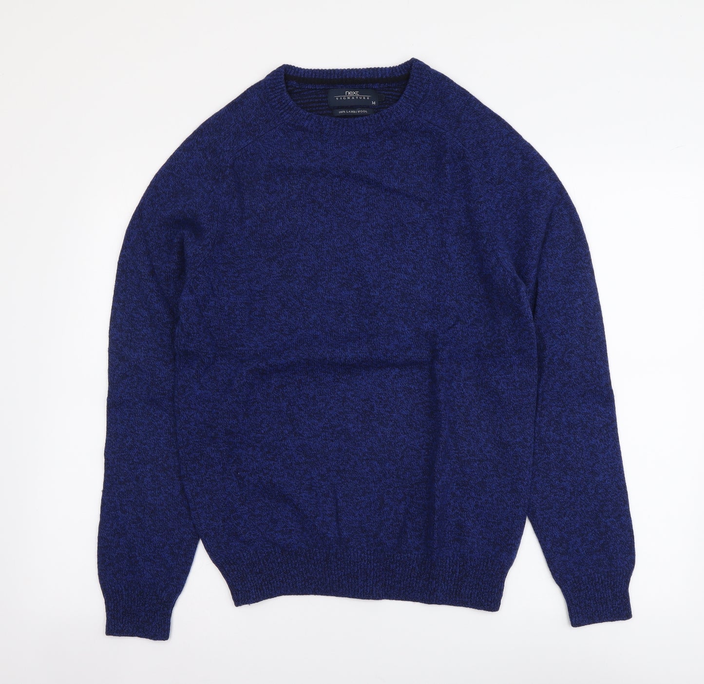 NEXT Mens Blue Round Neck Wool Pullover Jumper Size M - Lambswool