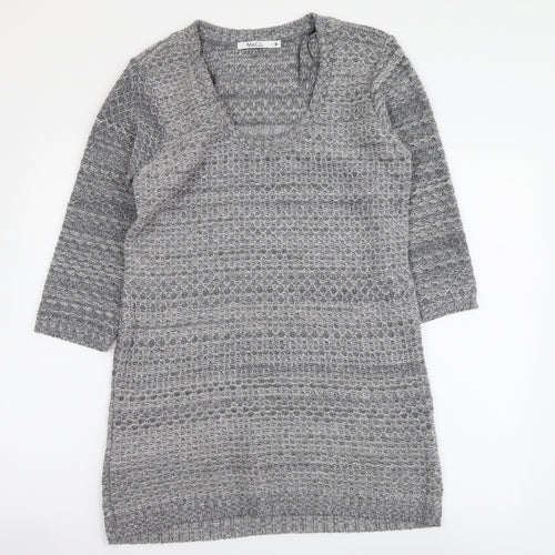 M&Co Womens Grey Scoop Neck Acrylic Tunic Jumper Size M