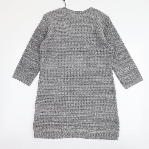 M&Co Womens Grey Scoop Neck Acrylic Tunic Jumper Size M