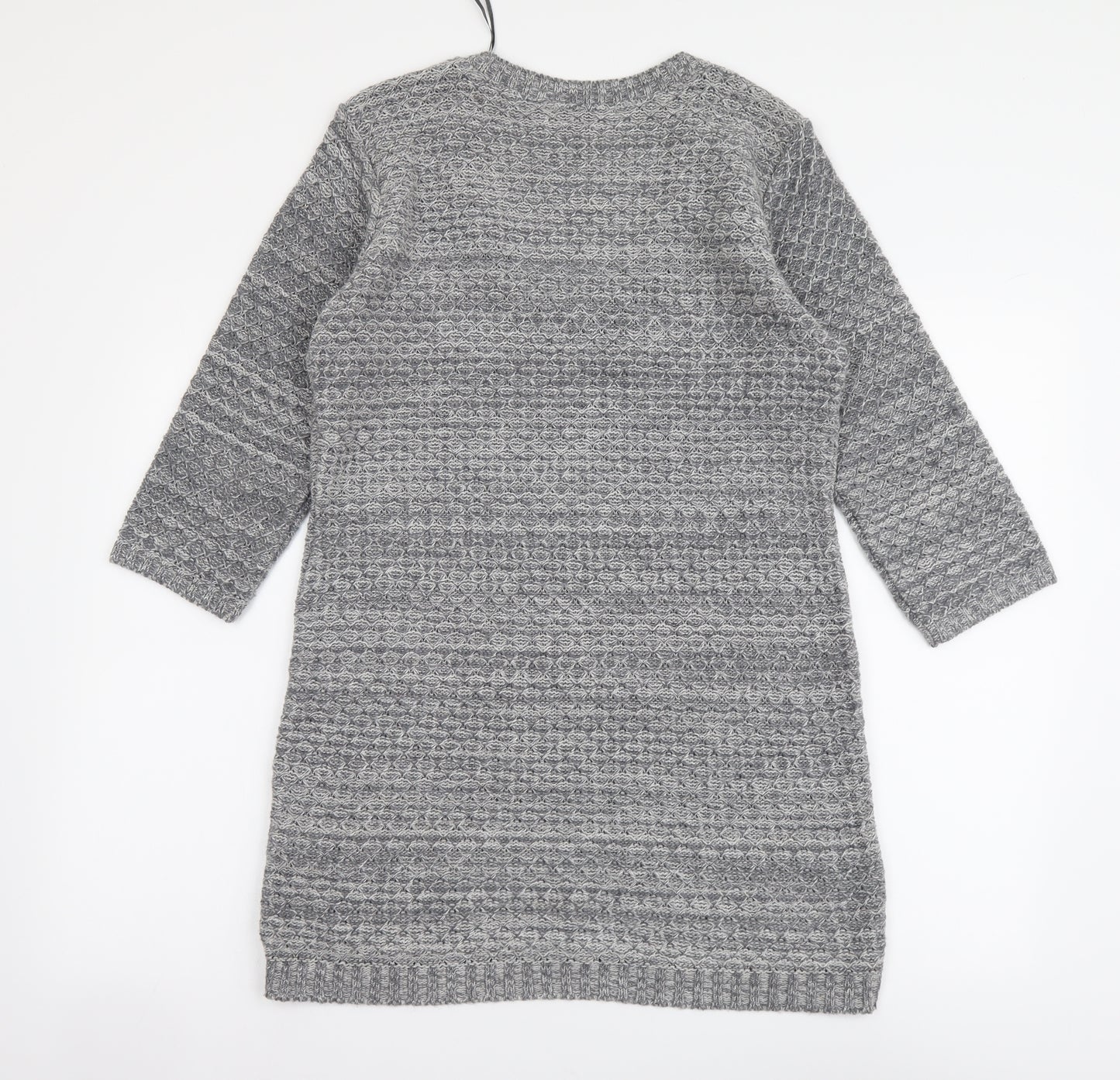 M&Co Womens Grey Scoop Neck Acrylic Tunic Jumper Size M