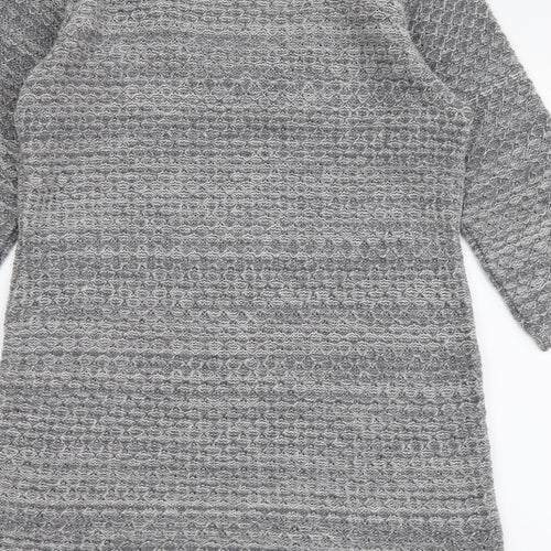 M&Co Womens Grey Scoop Neck Acrylic Tunic Jumper Size M