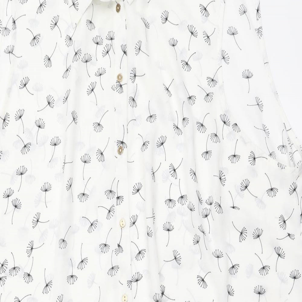 George Womens White Geometric Polyester Shirt Dress Size 22 Collared Button