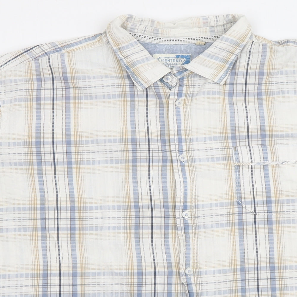 MANTARAY PRODUCTS Mens Multicoloured Plaid Cotton Button-Up Size 2XL Collared Button