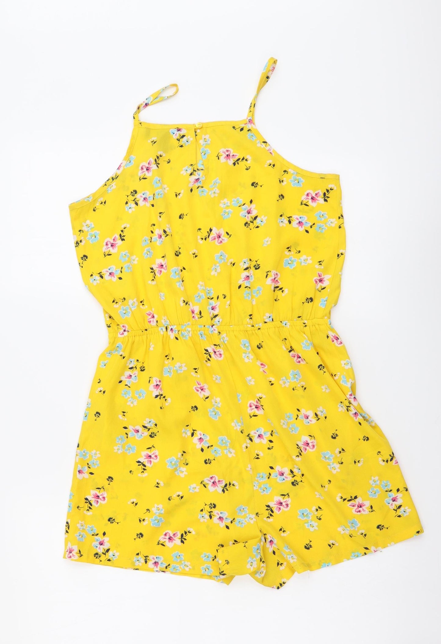 New Look Girls Yellow Floral Polyester Playsuit One-Piece Size 13 Years Pullover