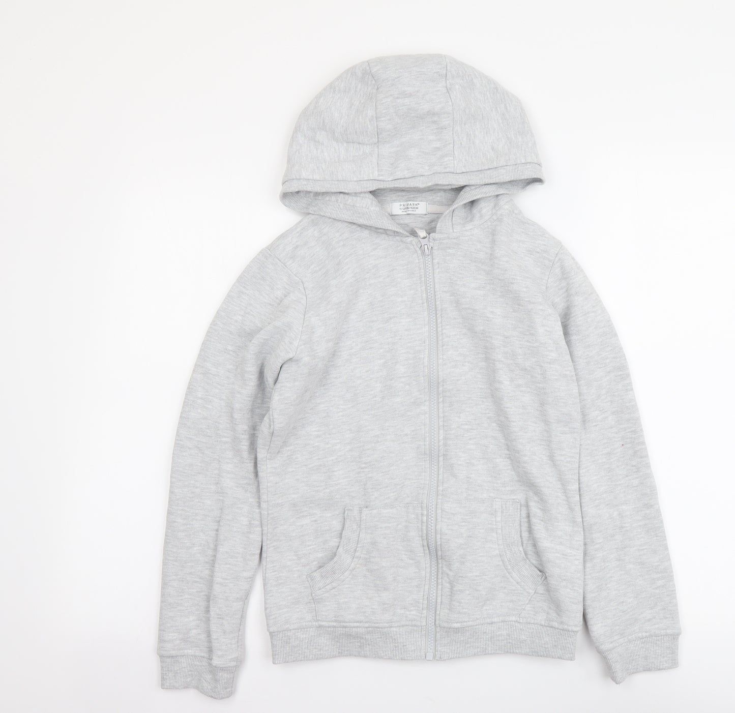 Primark Boys Grey Cotton Full Zip Hoodie Size 11-12 Years Zip