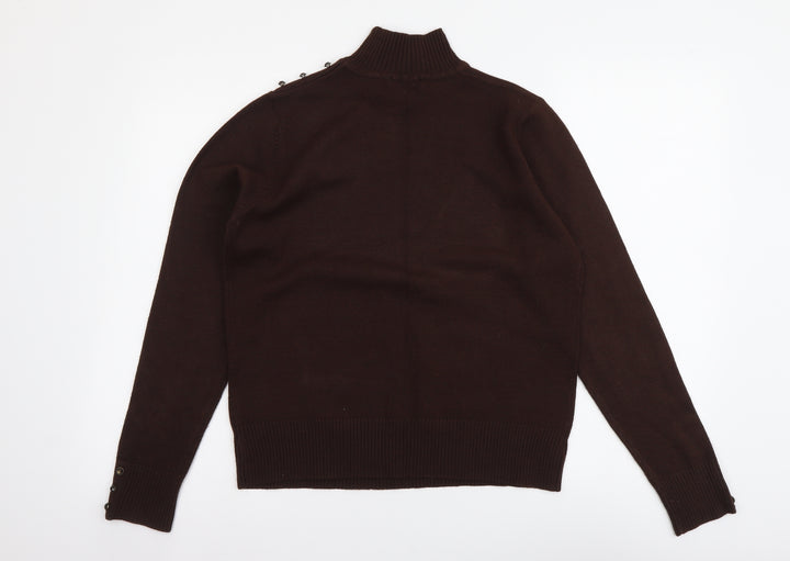 Berkertex Womens Brown Mock Neck Acrylic Pullover Jumper Size M