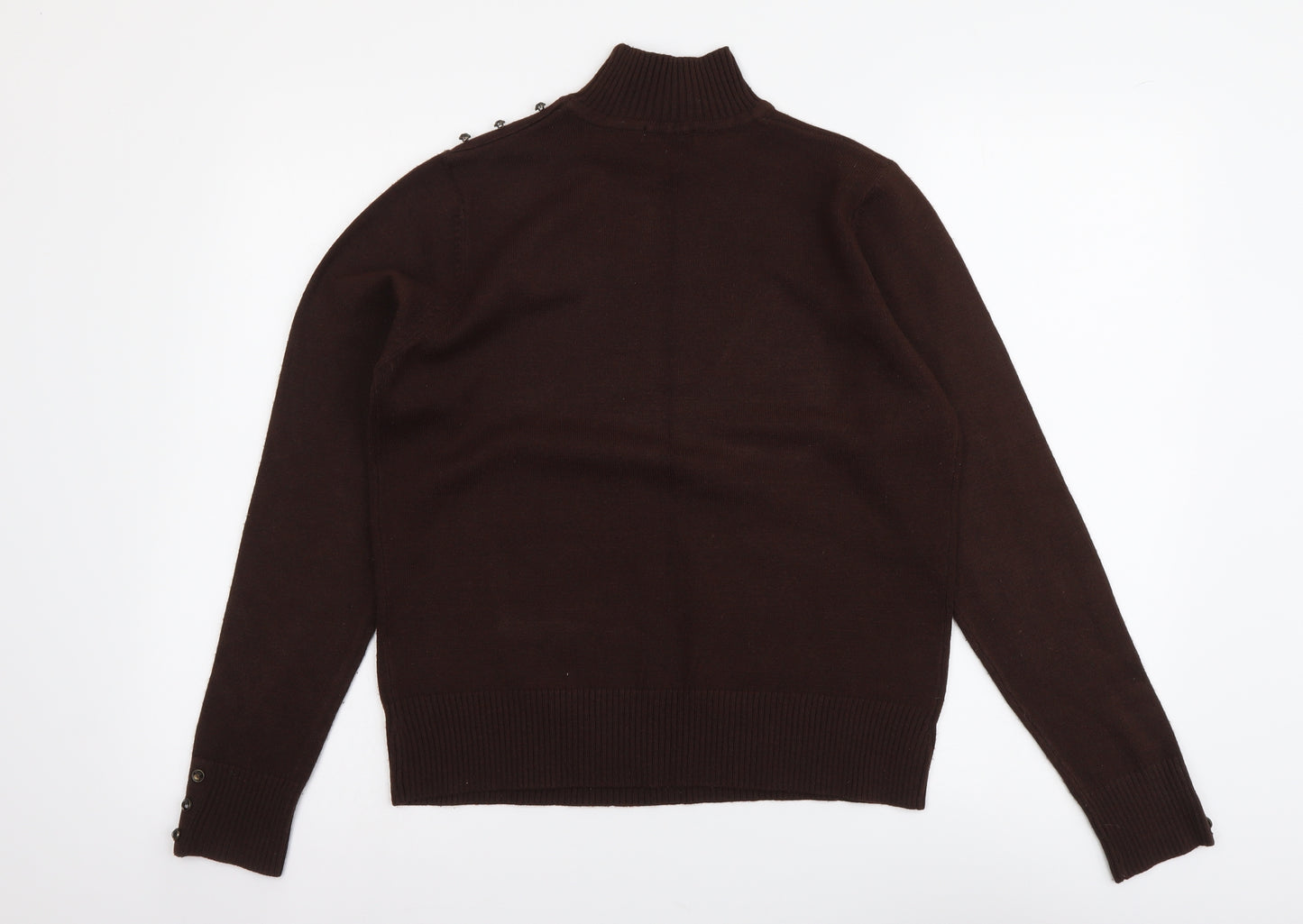 Berkertex Womens Brown Mock Neck Acrylic Pullover Jumper Size M