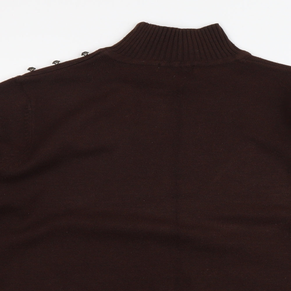 Berkertex Womens Brown Mock Neck Acrylic Pullover Jumper Size M