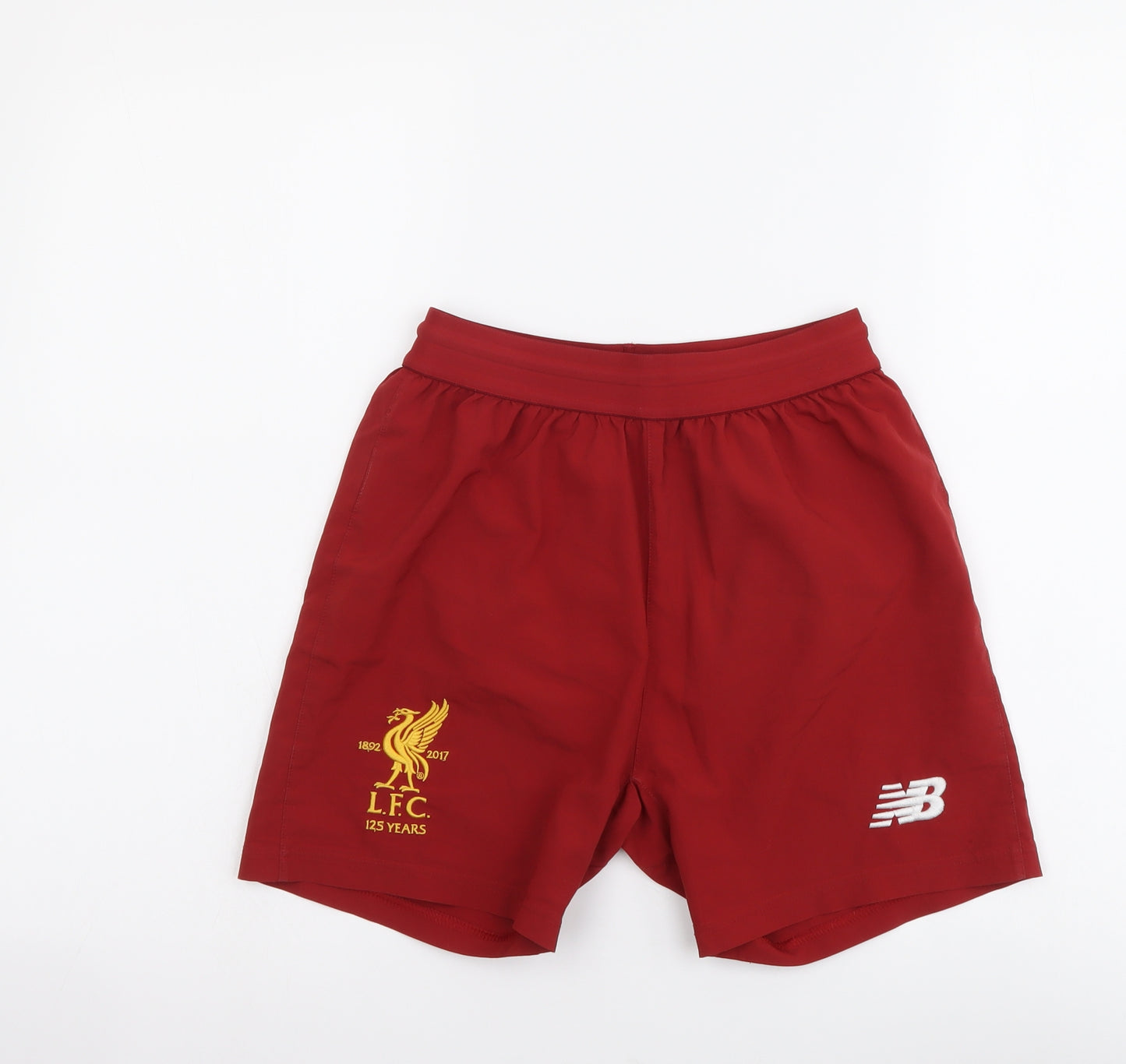 New Balance Boys Red Polyester Sweat Shorts Size 7-8 Years Regular Drawstring - Liverpool FC