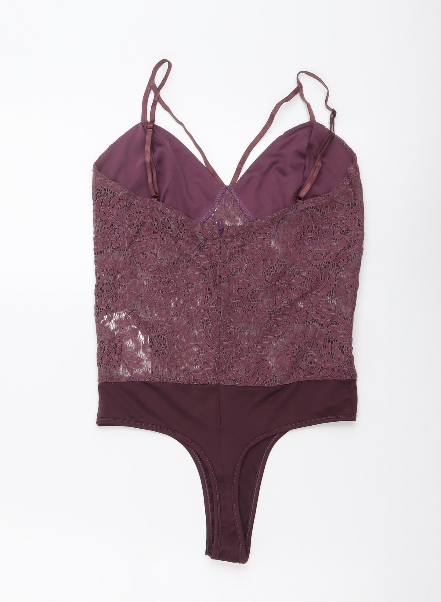 Missguided Womens Purple Polyester Bodysuit One-Piece Size 8 Snap