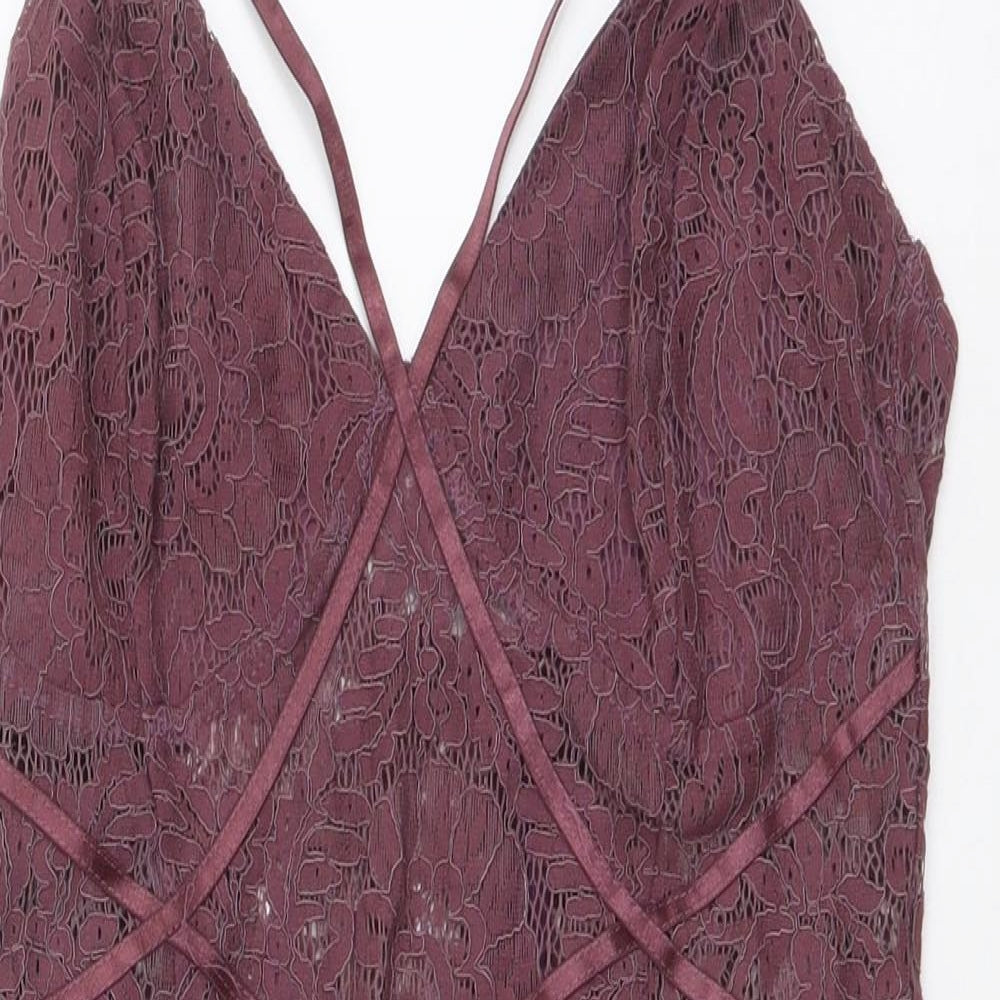 Missguided Womens Purple Polyester Bodysuit One-Piece Size 8 Snap