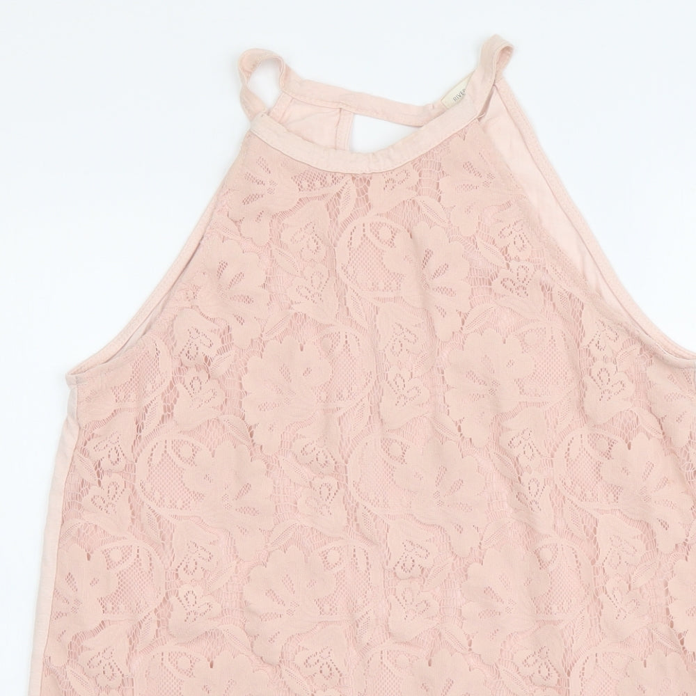 River Island Womens Pink Polyester Basic Tank Size 12 Halter