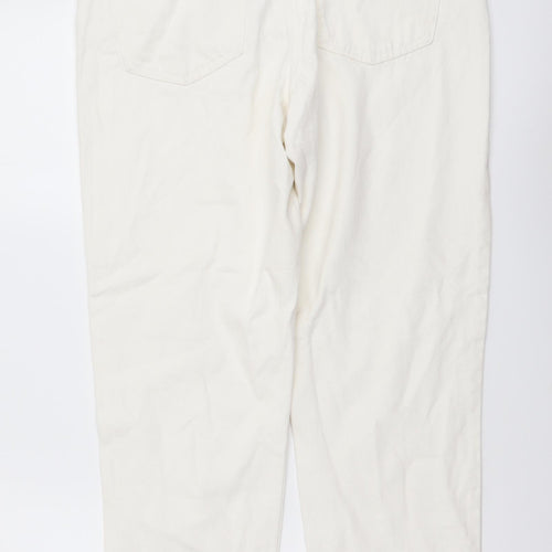 Denim & Co. Womens Ivory Cotton Mom Jeans Size 10 L26 in Regular Button