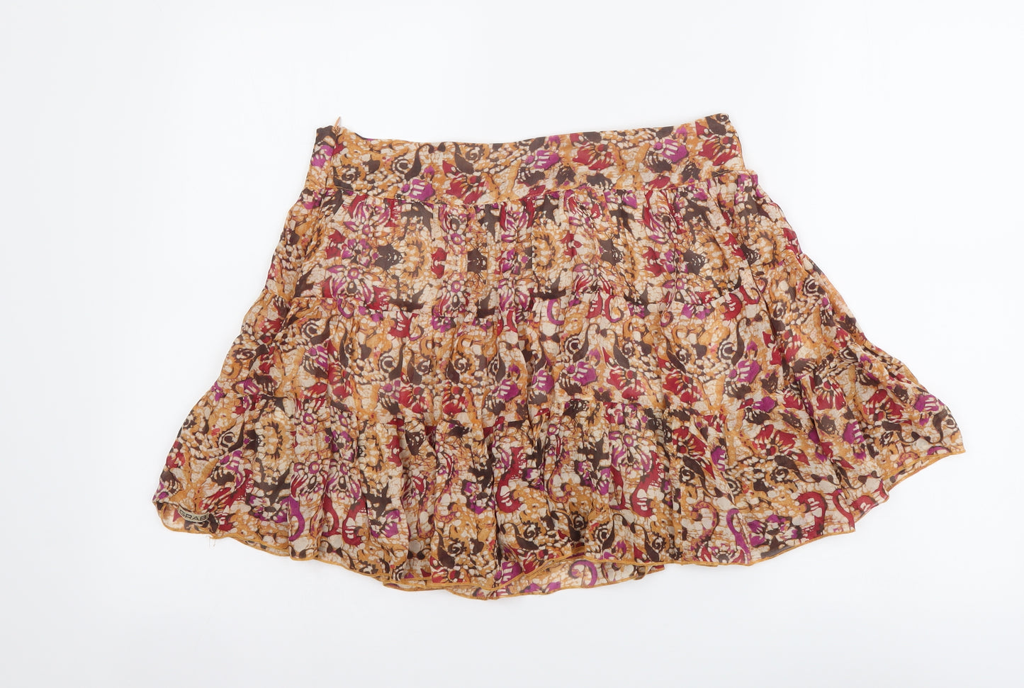 Grab Womens Multicoloured Floral Polyester Maxi Skirt Size S Zip