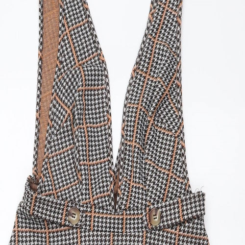 Miss Selfridge Womens Multicoloured Houndstooth Polyester Mini Size 6 V-Neck Pullover